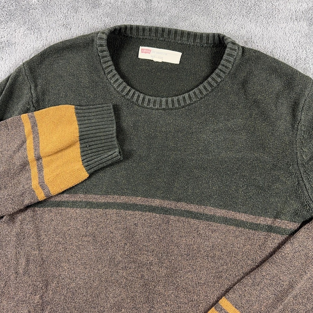 Levi's Sweater Mens Large Multicolor Stripe 100% Cotton Crewneck Pullover